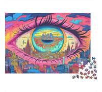 Eye Jigsaw Puzzle 1000 Piece City in The Eyes for Adults - Extreme Challenge & Premium Gift Set 1000pcs (75x50cm)
