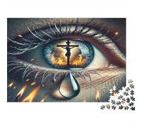 Eye Jigsaw Puzzle for Game 1000 Pieces Crucifixion Reflection Anxiety Relief Secret Santa Small Gift Idea for Couples 52x38cm/1000pcs