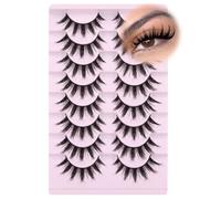 Eye Lashes 8 Pairs Mink False Eyelashes Natural Look Soft Faux Mink Lashes Fluffy Lashes Handmade Lightweight Fox Eye D Curl Comfortable Clear Band Eyealshes
