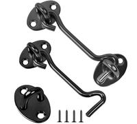 Eye Latch, Heavy Duty Cabin Hook, 2PCS Stainless Steel Door Lock Internal for Shed, Garden, Patio, Door, Bathroom (Black)
