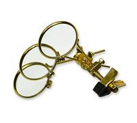 Eye Loupe Spectacles Glasses Clip On Triple Lens 3.3X Magnifier Eyeglass Jewellery Craft and Watchmaking, Gold