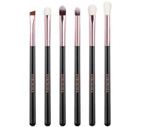 Eye Makeup Brush Set, 6 Pcs Professional Blending Eyeshadow Makeup Brushes for Concealer Eyebrows Eyeliner, Soft Hairs & Wood Handle (black and rose gold)…