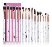 Eye Makeup Brushes Set DUAIU 16Pcs Eyeshadow brushes Premium Synthetic Makeup Brushes Eyebrow Eyeliner Blending Marble Handle Brushes Sets with Pink Cosmetic Bag