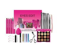 Eye Makeup,Cosmetics Kit for Beginners & Professionals - Include Eyeshadow Palette, Mascara, Brow Stamp Stencil, Eyelash Curler, Etc