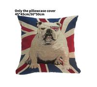 (Eye Mask, 45*45cm/17.72*17.72in) The Union Jack Flag Bulldog Peachskin Pillowcase Cigar Print Home Decoration