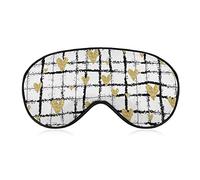 Eye Mask Comfort and Lightweight Sleep Mask with Elastic Strap for Night Sleeping Trip Dry Eye, Sleeping Eye Mask Eye Cover Gold Glittering Heart Black Stripes Pattern Eye Cover