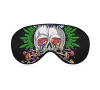 Eye Mask Comfort and Lightweight Sleep Mask with Elastic Strap for Night Sleeping Trip Dry Eye, Sleeping Eye Mask Eye Cover Magical Mushrooms Skull Psychedelic Art Eye Cover