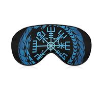 Eye Mask Comfortable & Super Soft Sleep Mask with Elastic Strap for Naps Travel Dry Eye, Sleeping Eye Mask Eye Cover Magical Runic Compass Vegvisir of Blue Dragon Viking Art Eye Cover