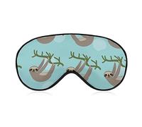 Eye Mask Comfortable & Super Soft Sleep Mask with Elastic Strap for Naps Travel Dry Eye, Sleeping Eye Mask Eye Cover Cute Three Toed Sloth on Green Branch Art Eye Cover