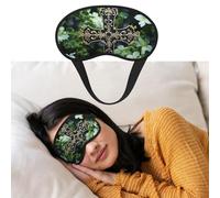 Eye Mask for Sleeping Breathable Light Blocking Sleep Mask Black Cross Among Green Flowers Night Blindfold Soft Comfortable Night Eye Sleep Shade Cover for Men Women Eye Cover for Home Nap