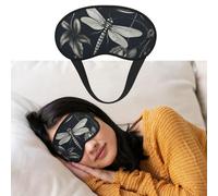Eye Mask for Sleeping Breathable Light Blocking Sleep Mask Black Flowers and Dragonfly Night Blindfold Soft Comfortable Night Eye Sleep Shade Cover for Men Women Eye Cover for Home Nap