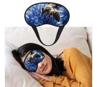 Eye Mask for Sleeping Breathable Light Blocking Sleep Mask Blue Flower Bee Night Blindfold Soft Comfortable Night Eye Sleep Shade Cover for Men Women Eye Cover for Home Nap