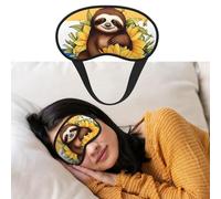 Eye Mask for Sleeping Breathable Light Blocking Sleep Mask Cartoon Sloth Sitting on Sunflower Night Blindfold Soft Comfortable Night Eye Sleep Shade Cover for Men Women Eye Cover for Home Nap