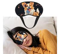 Eye Mask for Sleeping Breathable Light Blocking Sleep Mask Corgi Dog on Dark Background Night Blindfold Soft Comfortable Night Eye Sleep Shade Cover for Men Women Eye Cover for Home Nap
