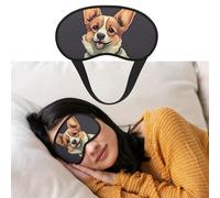 Eye Mask for Sleeping Breathable Light Blocking Sleep Mask Cute Corgi Dog Illustration Night Blindfold Soft Comfortable Night Eye Sleep Shade Cover for Men Women Eye Cover for Home Nap