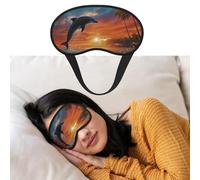 Eye Mask for Sleeping Breathable Light Blocking Sleep Mask Dolphins and Palm Trees Night Blindfold Soft Comfortable Night Eye Sleep Shade Cover for Men Women Eye Cover for Home Nap