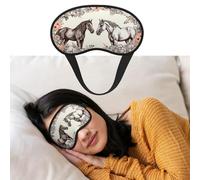 Eye Mask for Sleeping Breathable Light Blocking Sleep Mask Flowers and Horses Hand Drawn Night Blindfold Soft Comfortable Night Eye Sleep Shade Cover for Men Women Eye Cover for Home Nap