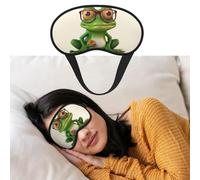 Eye Mask for Sleeping Breathable Light Blocking Sleep Mask Frog Wearing Glasses Night Blindfold Soft Comfortable Night Eye Sleep Shade Cover for Men Women Eye Cover for Home Nap