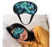 Eye Mask for Sleeping Breathable Light Blocking Sleep Mask Green Butterfly and Blue Flowers Night Blindfold Soft Comfortable Night Eye Sleep Shade Cover for Men Women Eye Cover for Home Nap