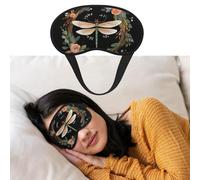 Eye Mask for Sleeping Breathable Light Blocking Sleep Mask Image of Dragonfly in Wreath Night Blindfold Soft Comfortable Night Eye Sleep Shade Cover for Men Women Eye Cover for Home Nap