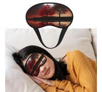 Eye Mask for Sleeping Breathable Light Blocking Sleep Mask Red Tree Lake Moon Night Blindfold Soft Comfortable Night Eye Sleep Shade Cover for Men Women Eye Cover for Home Nap