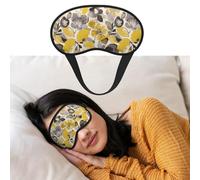 Eye Mask for Sleeping Breathable Light Blocking Sleep Mask Yellow Gray Flower Night Blindfold Soft Comfortable Night Eye Sleep Shade Cover for Men Women Eye Cover for Home Nap