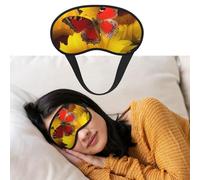 Eye Mask for Sleeping Breathable Light Blocking Sleep Mask Yellow Sunflowers with Red Butterfly Night Blindfold Soft Comfortable Night Eye Sleep Shade Cover for Men Women Eye Cover for Home Nap
