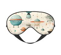 Eye Mask for Sleeping, Cartoon Beige Alien Spaceship Sleep Mask with Adjustable Strap