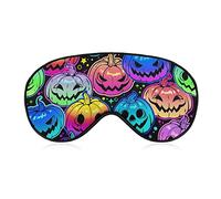Eye Mask for Sleeping Compatible with Halloween Trippy Neon Pumpkin Skull Sleep Masks for Women Men, Light Blocking Sleeping Mask, Sleep Eye Mask with Adjustable Elastic Strap for Flight Nap