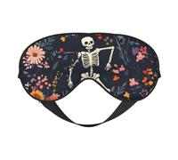 Eye Mask for Sleeping, Flower Dance Skeleton Man Sleep Mask with Adjustable Strap