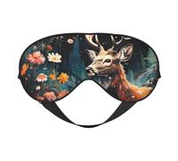 Eye Mask for Sleeping, Forest Flower Reindeer Sleep Mask with Adjustable Strap
