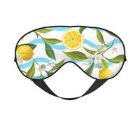 Eye Mask for Sleeping, Lemon Floral Stripes Fruits Flower Sleep Mask with Adjustable Strap