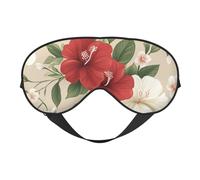 Eye Mask for Sleeping, Red White Retro Crabapple Flower Sleep Mask with Adjustable Strap