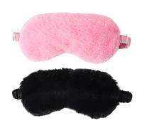 Eye Mask for Sleeping Silk Masks - 2 Pcs Plush Fluffy Eye Mask Soft Blindfold Eye Cover Comfortable Night Eyeshade Cover for Women Men Gifts Black Pink YZ0052