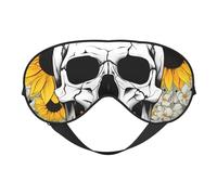 Eye Mask for Sleeping, Skull Head Flower Sunflower Sleep Mask with Adjustable Strap