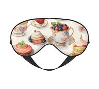 Eye Mask for Sleeping, Strawberry Afternoon Tea Cake Sleep Mask with Adjustable Strap