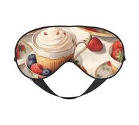 Eye Mask for Sleeping, Strawberry Fruit Cake Dessert Print Sleep Mask with Adjustable Strap