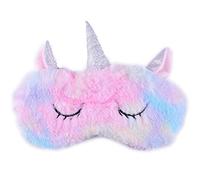 Eye Mask for Sleeping, Ulife Mall Cute 3D Unicorn Soft Fluffy Plush Sleep Mask Sleeping Mask with Silk Back, Novelty Blindfold Eyeshade Travel Eye Cover for Women Men Girls Kids - Rainbow