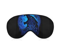 Eye Mask Lightweight and Comfortable Sleep Mask with Adjustable Strap for Sleeping Travel Work, Sleeping Eye Mask Eye Cover Magical Runic Compass Vegvisir of Blue Wolf Viking Art Eye Cover