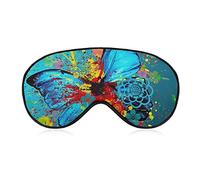 Eye Mask Lightweight and Comfortable Sleep Mask with Adjustable Strap for Sleeping Travel Work, Sleeping Eye Mask Eye Cover Colorful Watercolor Blue Butterfly Art Eye Cover
