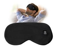 Eye Mask,Silk Washable Cordless Eye Mask for Dry Eyes,Temperature Control & Timer for Sleeping Travel (Black)