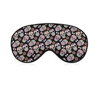 Eye Mask Super Smooth Soft Sleep Mask with Elastic Strap for Night Sleeping Trip Dry Eye, Lunch Break Traveling Sleeping Eye Mask Cover Day of The Dead Sugar Skull Head Floral Black Art Eye Cover