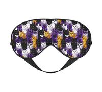 Eye Masks for Sleep Double-Sided, Colorful Cartoon Cat Face Print Sleep Masks for Women and Men, Blackout Eye Covers for Travel/Sleeping