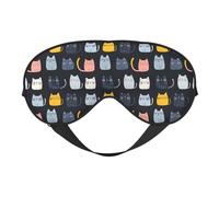 Eye Masks for Sleep Double-Sided, Colorful Cartoon Cat Print Sleep Masks for Women and Men, Blackout Eye Covers for Travel/Sleeping