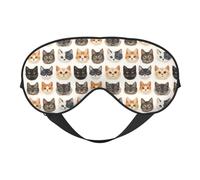 Eye Masks for Sleep Double-Sided, Cute Cat Face A Print Sleep Masks for Women and Men, Blackout Eye Covers for Travel/Sleeping