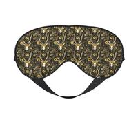 Eye Masks for Sleep Double-Sided, Vintage Sunflower Deer Skull Print Sleep Masks for Women and Men, Blackout Eye Covers for Travel/Sleeping