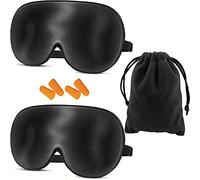 Eye Masks for Sleeping, 2 Pack Natural Silk Sleeping Mask with Adjustable Strap and Ear Plugs, Blocks Light Sleep Eye Mask for Women Men
