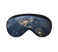 Eye Masks Travel Blackout Cooling & Relaxing Sleep Masks Zero Eye Pressure Night Earth from The Outer Space Printed Blindfold Soft and Cute with Adjustable Strap