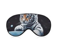 Eye Masks Travel Blackout Cooling & Relaxing Sleep Masks Zero Eye Pressure Night Little Tiger in Space Printed Blindfold Soft and Cute with Adjustable Strap