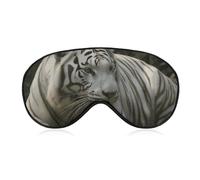 Eye Masks Travel Blackout Cooling & Relaxing Sleep Masks Zero Eye Pressure Night White Bengal Tiger Printed Blindfold Soft and Cute with Adjustable Strap